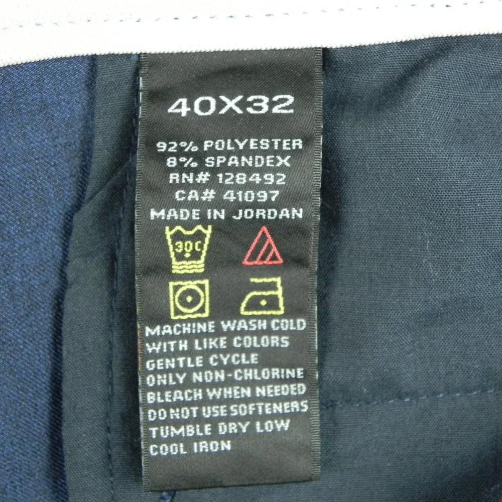 Greg Norman Pants Mens 40x32 Performance Golf Chino Slacks Flat Front Navy Blue